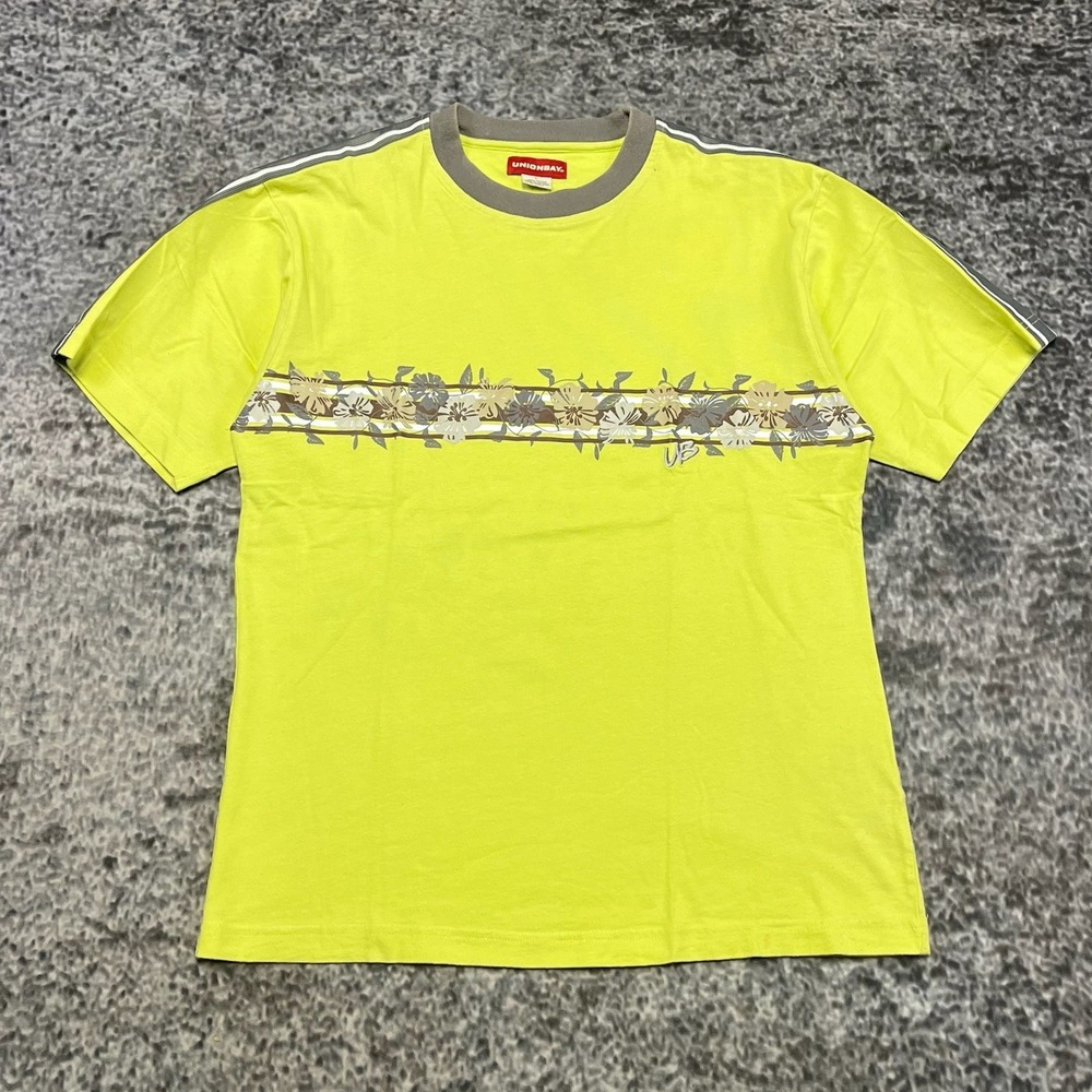Vintage Y2K Unionbay T Shirt Mens Large Green Floral Tribal‎ Surf Skater